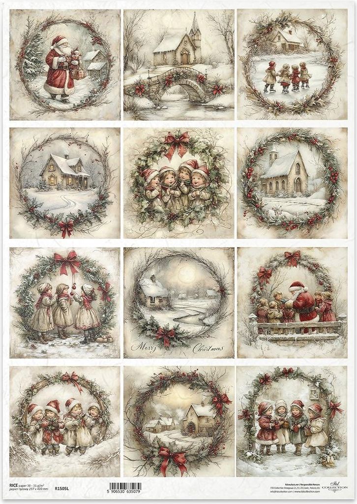 Reispapier für Decoupage A3 - Weihnachtsmann, Kinder, Produktbild 