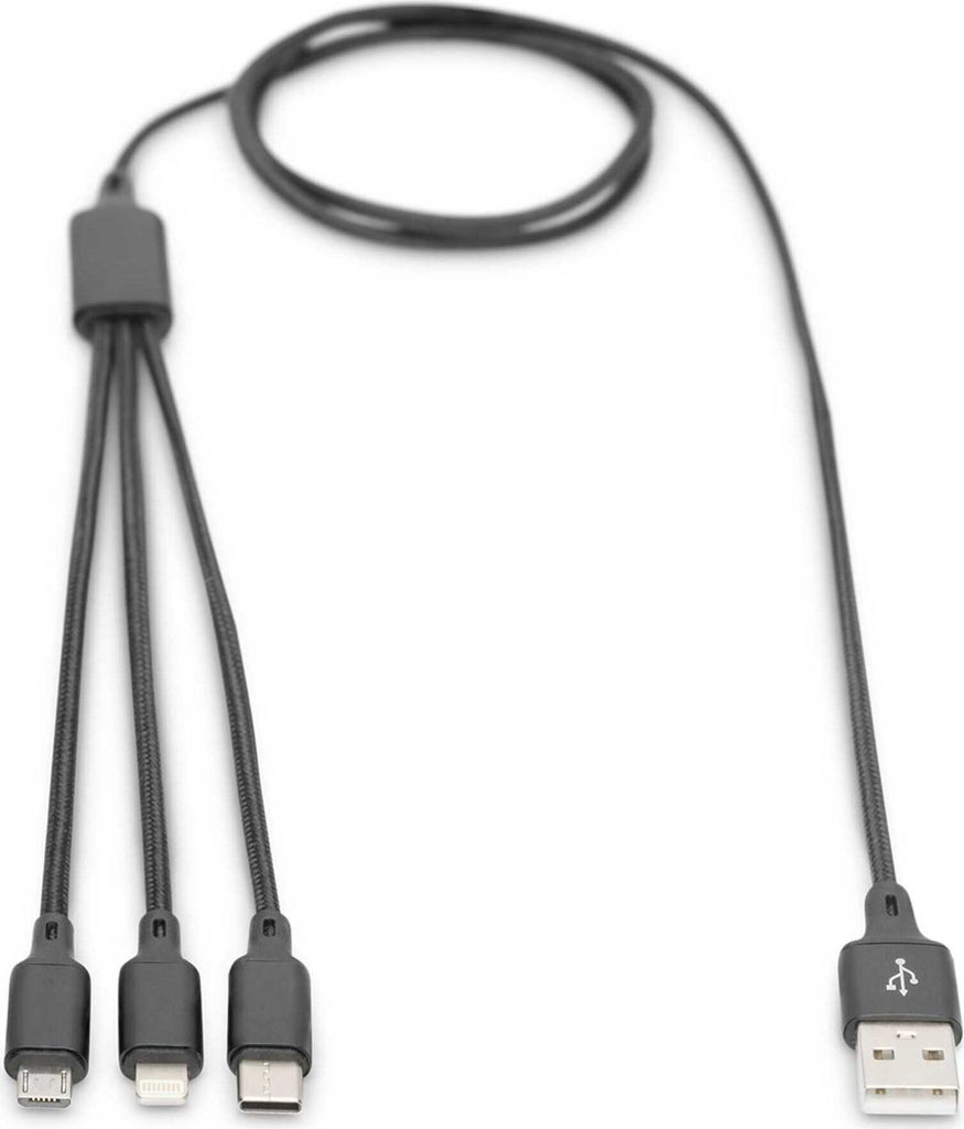 DIGITUS LAK 3in1 USBA+Lightning+MicroUSB->USBC 1m Immagine del prodotto 