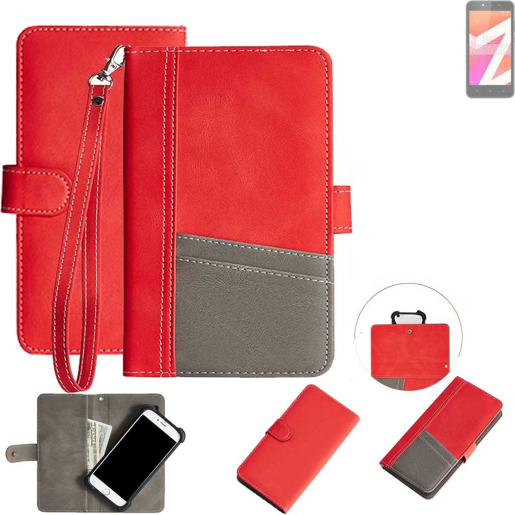 K-S-Trade Handy Schutzhülle für Lava Z1s Hülle Portemonnee Brieftasche Klapphülle Kartenfächer Flip Wallet Case Etui