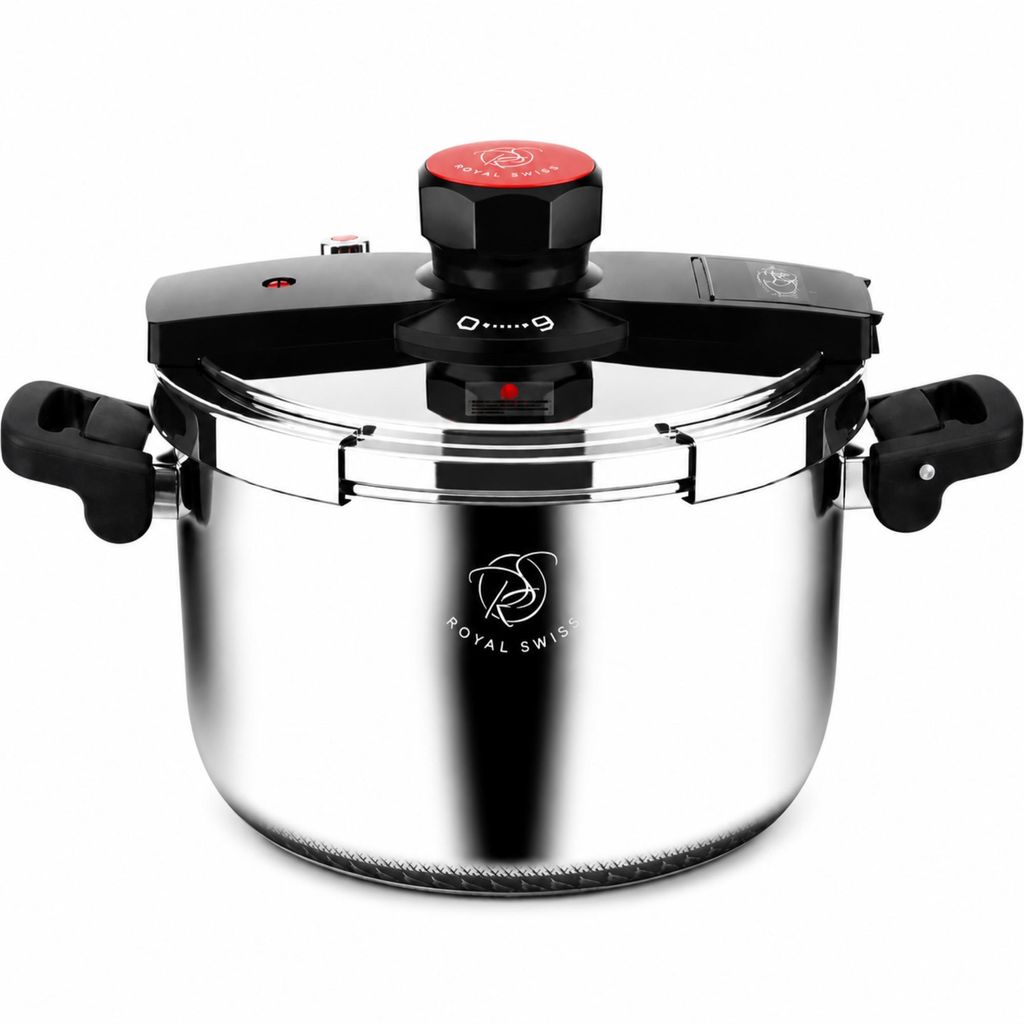 Royal Swiss Schnellkochtopf 6L – Druckkochtopf Edelstahl – Induktion & Gas – Sicherheitsventil – Ø24 cm