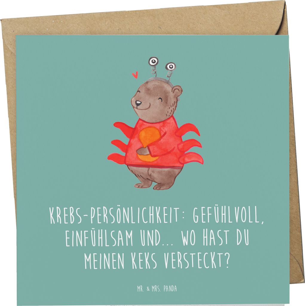 Mr. & Mrs. Panda Glückwunschkarte Krebs Gefühlswelt - Meeresbrise - Geschenk, anlasskarte, Geschenke Astrologie, Klappkarte, Grußkarte, Emotiona...