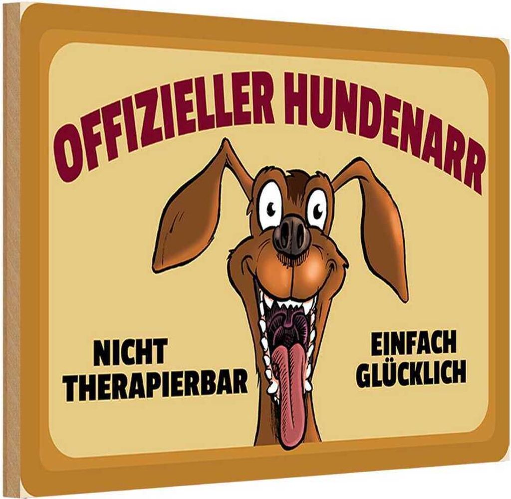 vianmo Holzschild 12x18 cm Hund Offizieller Hundenarr glücklich Tier Haustier