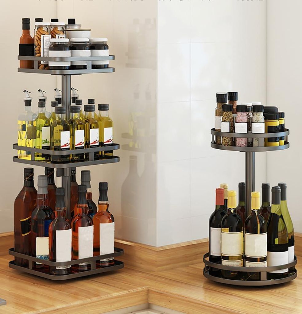 Roterendes Kräuterregal Lazy Susan Organizer für Gewürze Ölregal (rund 3 Ebenen) für die Arbeitsplatte