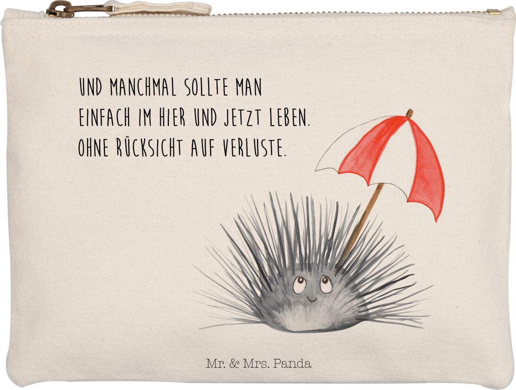 Mr. & Mrs. Panda Mäppchen Seeigel Größe M - Weiß - Geschenk, Achtsamkeit, Selbstliebe, kosmetiktäschchen, Pouch, Federtasche, Leben, pencil ca...