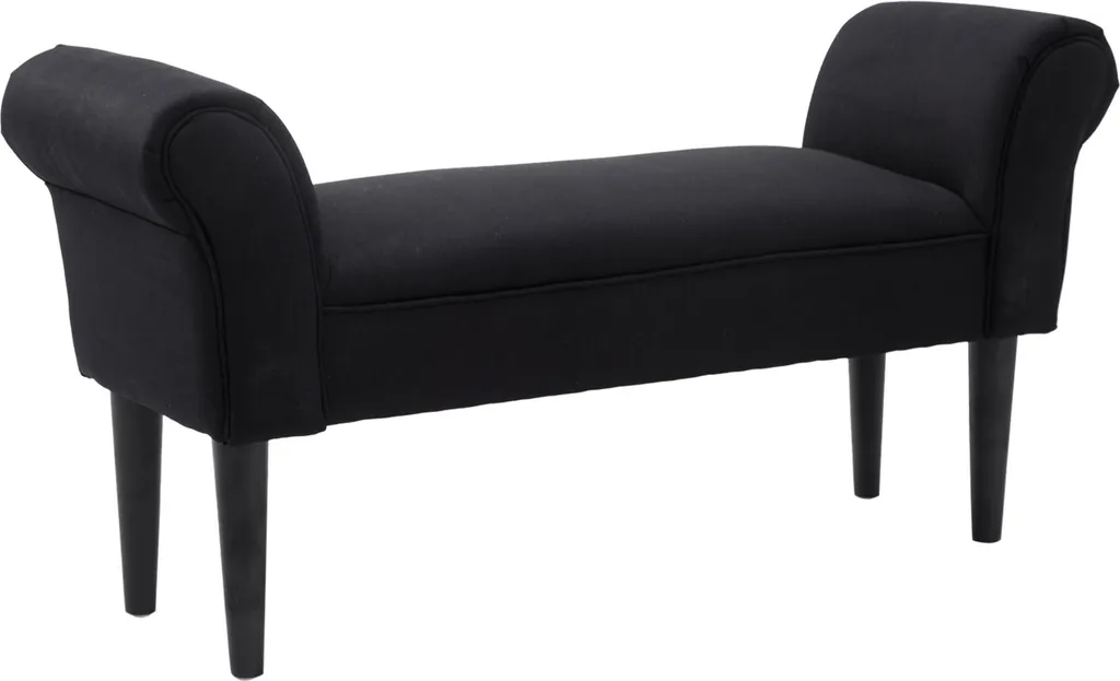 Banquette de Chambre Rembourrée Noire - Bout de Lit Design 102 cm