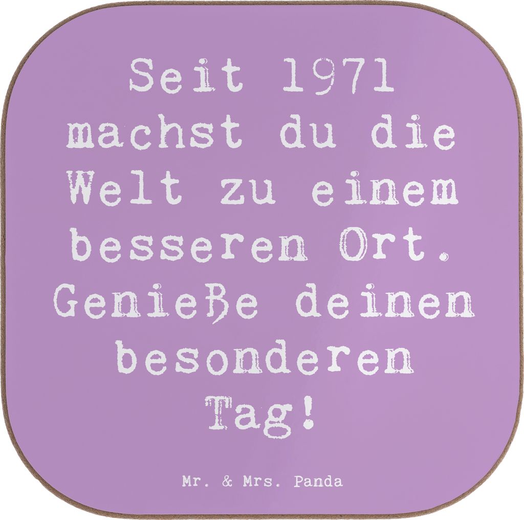 Mr. & Mrs. Panda Untersetzer für Gläser Spruch 1971 Geburtstag - Lavendeltraum - Geschenk, besondere Botschaft, Geburtstagskind, Alter, Tischunte...