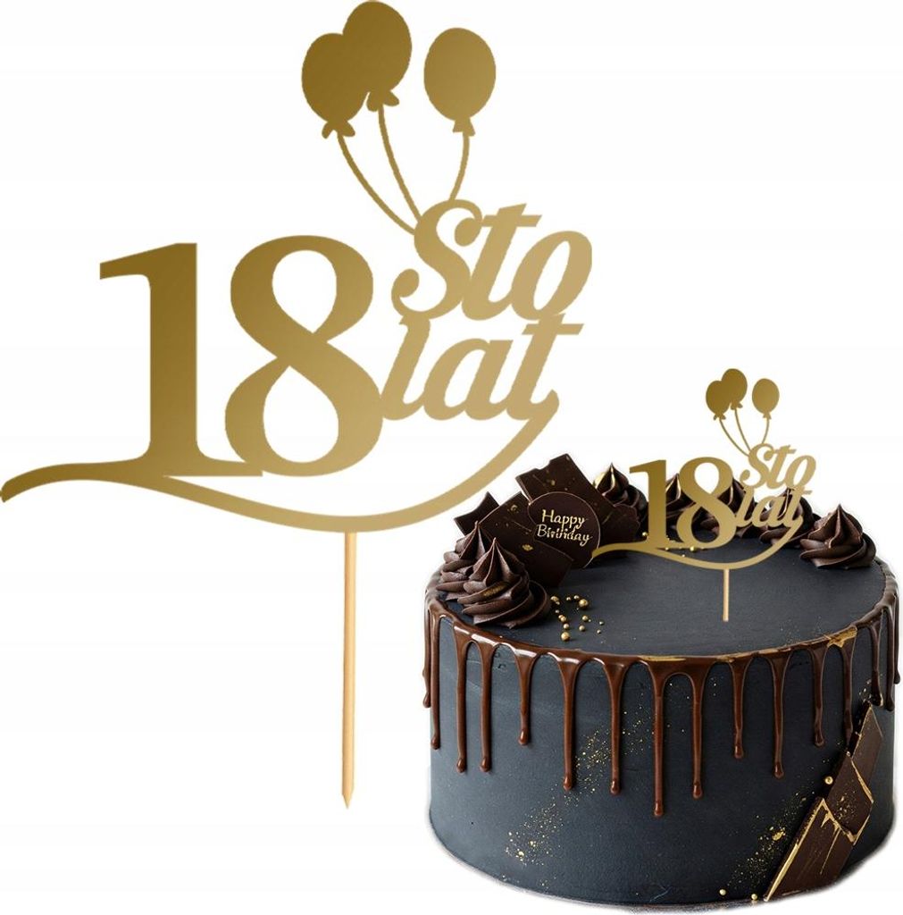 Cake Topper Deko Torte Zahl 18 HAPPY BIRTHDAY Geburtstag GOLD Luftballons