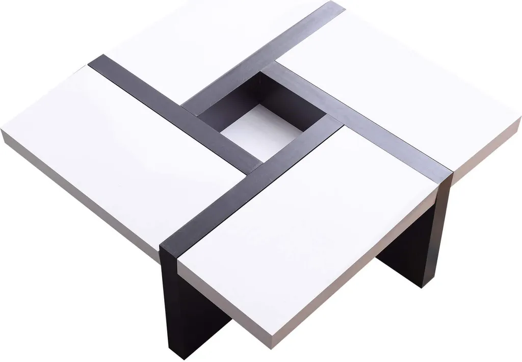 Table Basse Carrée MDF Noir et Blanc Finition Mate Rebecca Mobili 60cm
