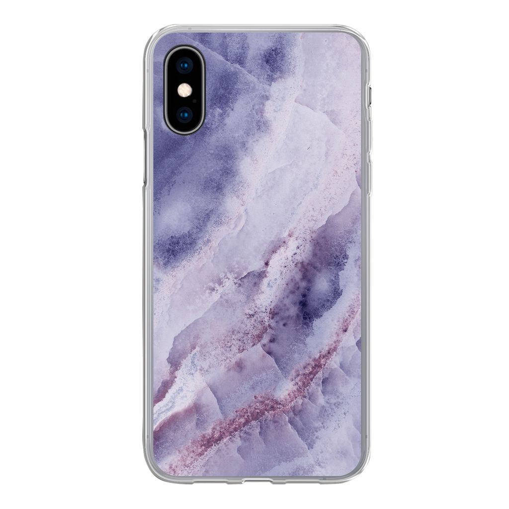 MuchoWow Handyhülle Schutzhülle Hülle für iPhone X Naturstein - Lila - Edelsteine und Mineralien Silikon Softcase Handy Hülle - Handyhülle