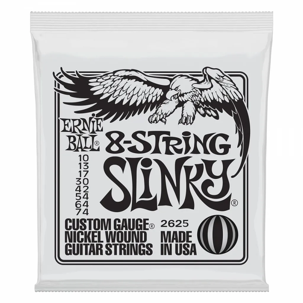 Cordes Ernie Ball Slinky 2625 8 Cordes Tirant 10-74 pour un Son Puissant