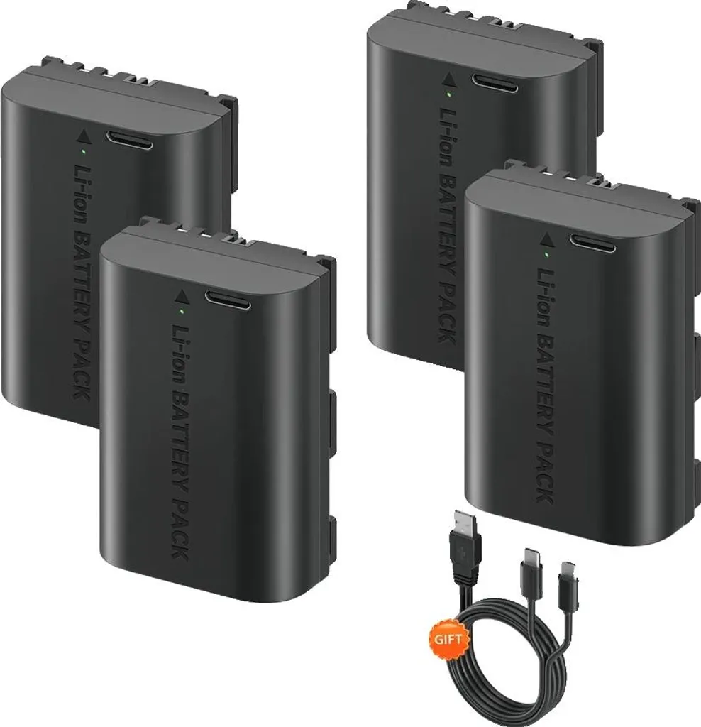 Batterie Fotocamera Alta Capacità USB-C - Pack da 4 Unità