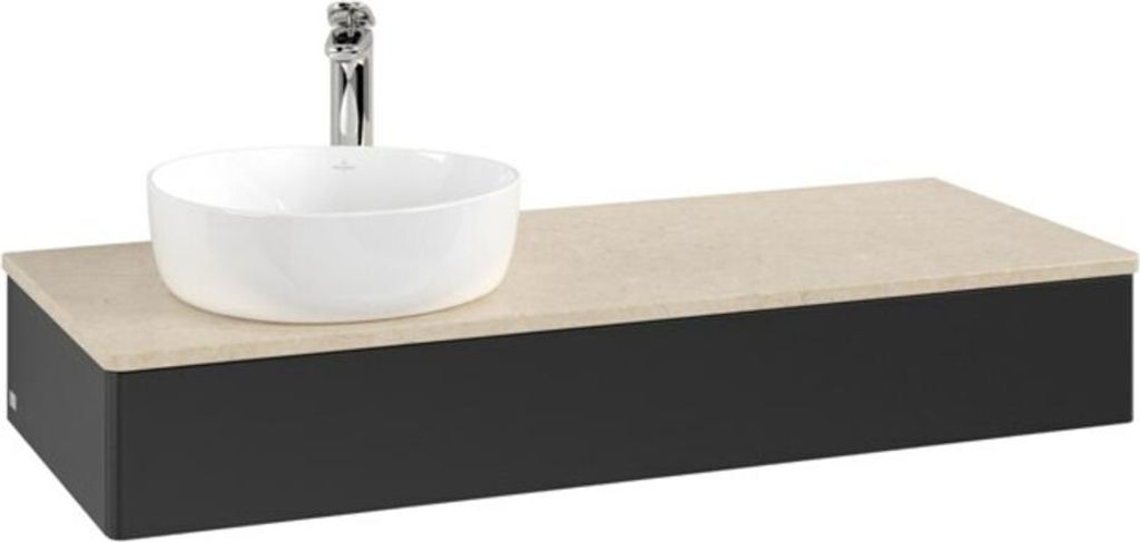 V&B Waschtischunterschrank ohne Frontstruktur, mit Beleuchtung Antao 120x19x50cm, HL, WBP botti., bla m Lac