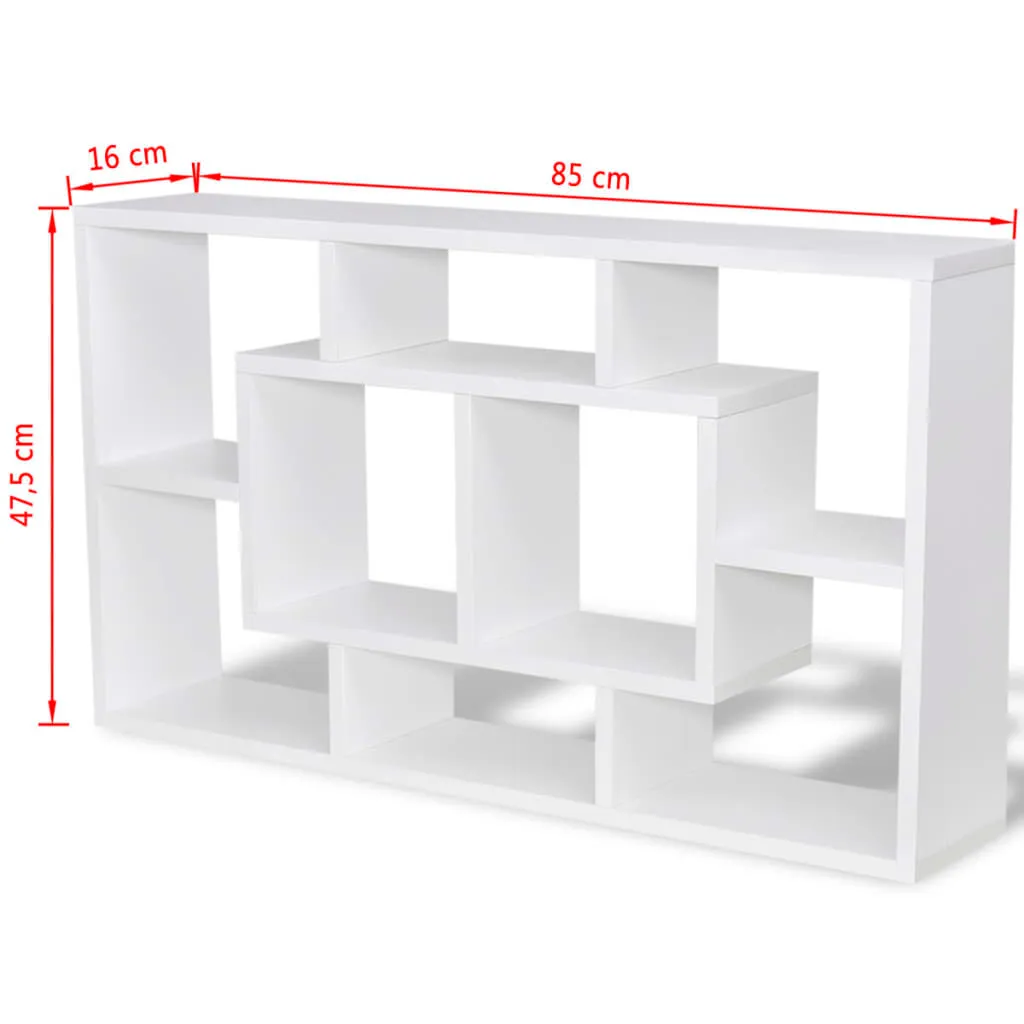 Étagère murale suspendue 8 compartiments Blanc - Design moderne 85cm - 11