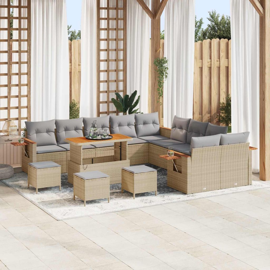 Maison Exclusive - Gartensofa-set 14 pcs Beige Poly-Rattan