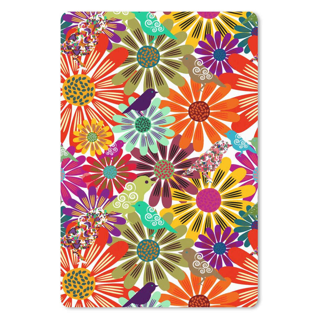 MuchoWow Mauspad Mousepad Regenbogen - Blumen - Muster - Hippie 18x27 cm - Mousepads - Maus Mat - Pad - Mausunterlage