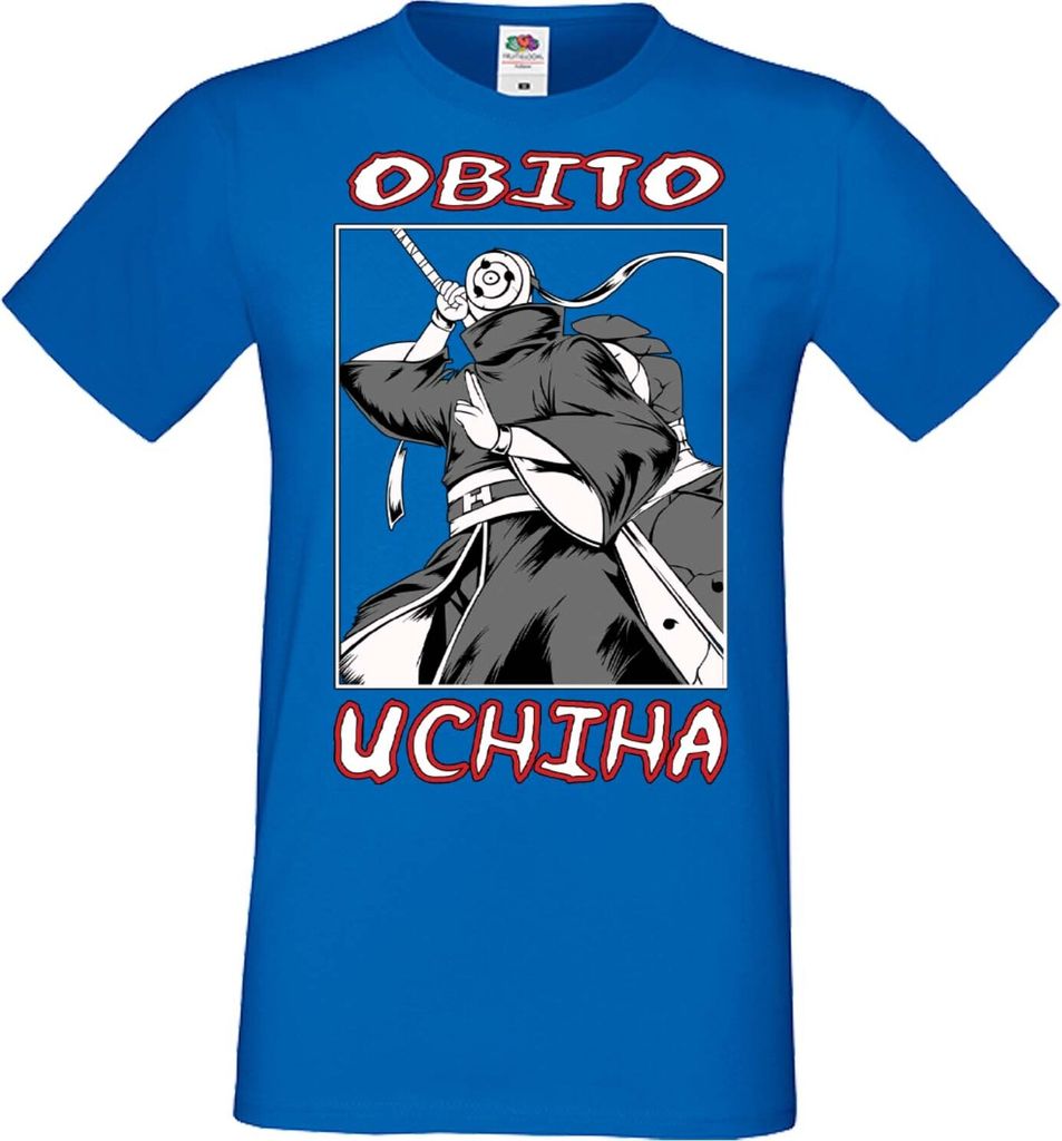 Herren T-Shirt Manga Anime Naruto Obito Uchiha, Man S / Blau