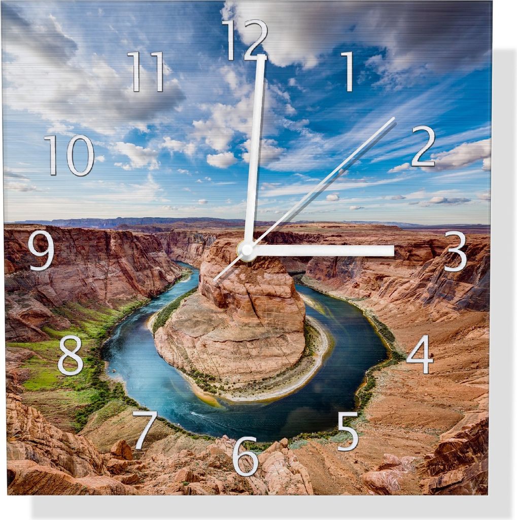 Wallario Design Wanduhr Grand Canyon aus Aluverbund, Größe 30 x 30 cm
