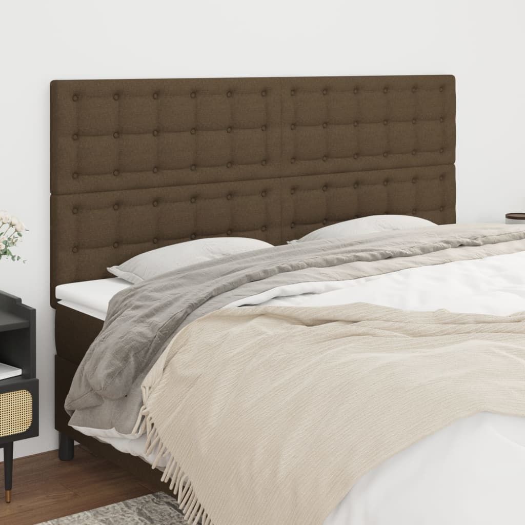 The Living Store Kopfteile 4 Stk. Dunkelbraun 100x5x78/88 cm Stoff