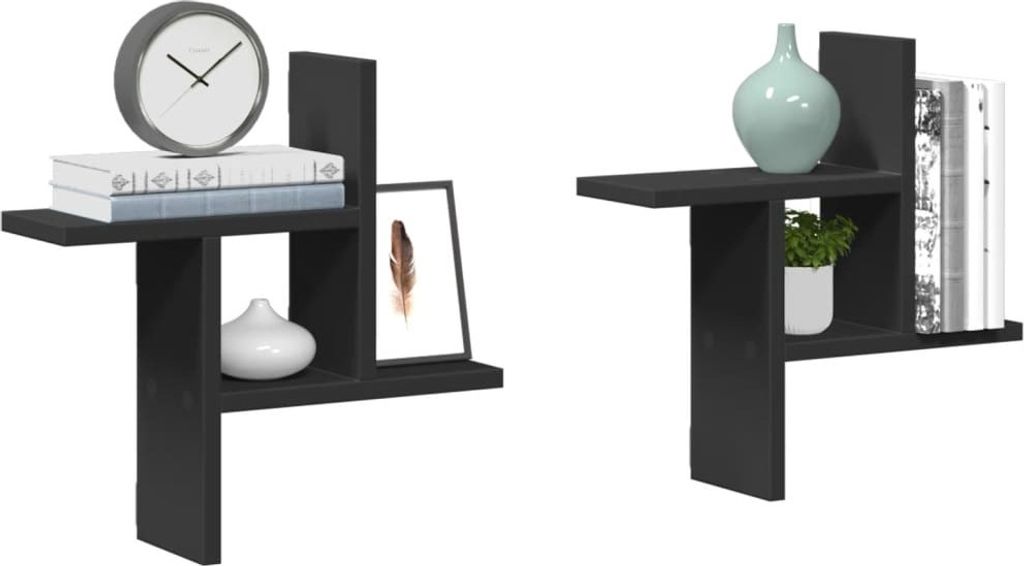 Maison Exclusive - Wandregale 2 Stk. Schwarz 38x12x38 cm Holzwerkstoff