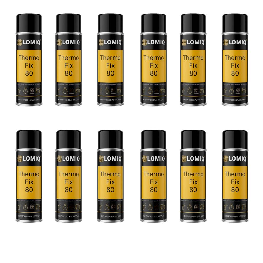 LOMIQ Sprühkleber THERMOFIX, 12stk, 500ml, Universal Textilkleber, Stark Stoffkleber für Dachhimmel Stoff, Polsterstoff, Filz, Kunstleder, Flexib...
