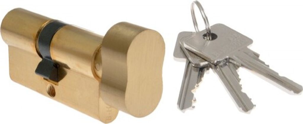 B-Harko H6 Zylindereinsatz 30g/45mm, Messing, mit Knauf, 6-polig, Klasse 6.0, 3 Schlüssel