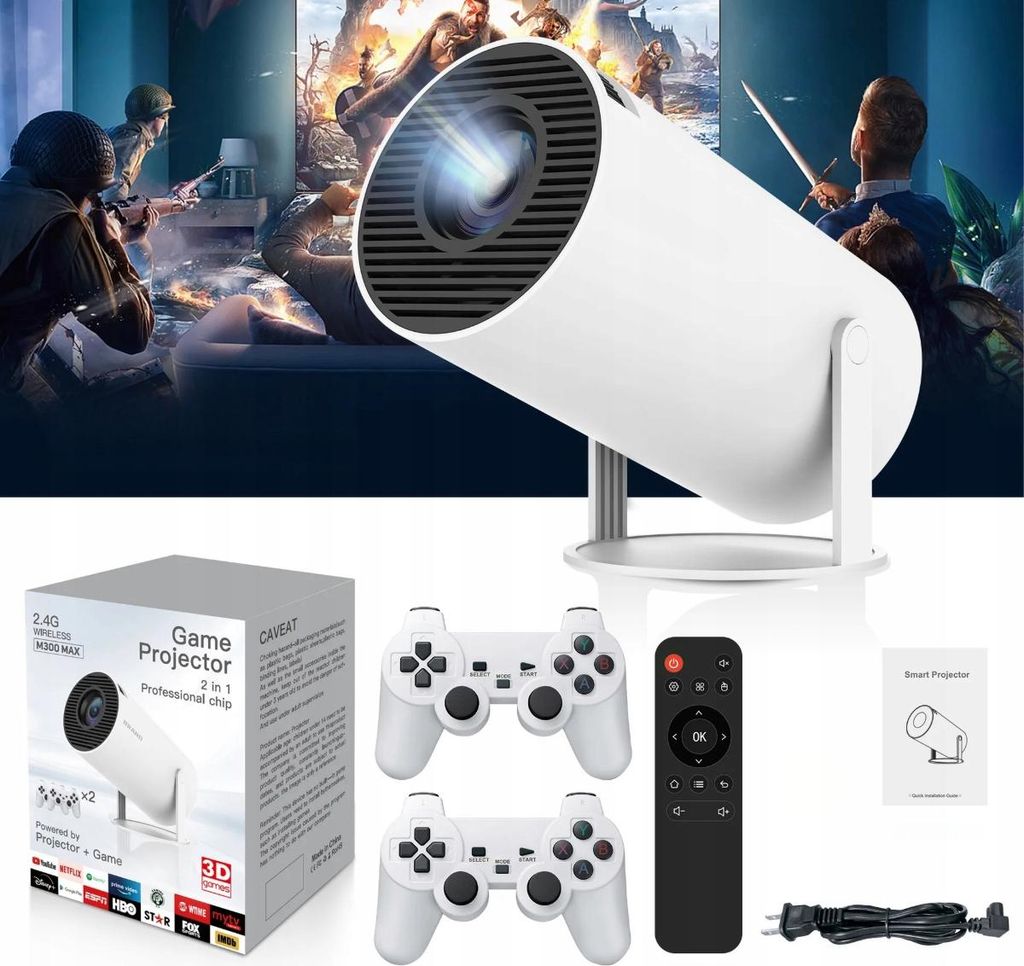 Android 11 P30Max Projektor Mit 2 Game Pads Und Smart Tv Produktbild 