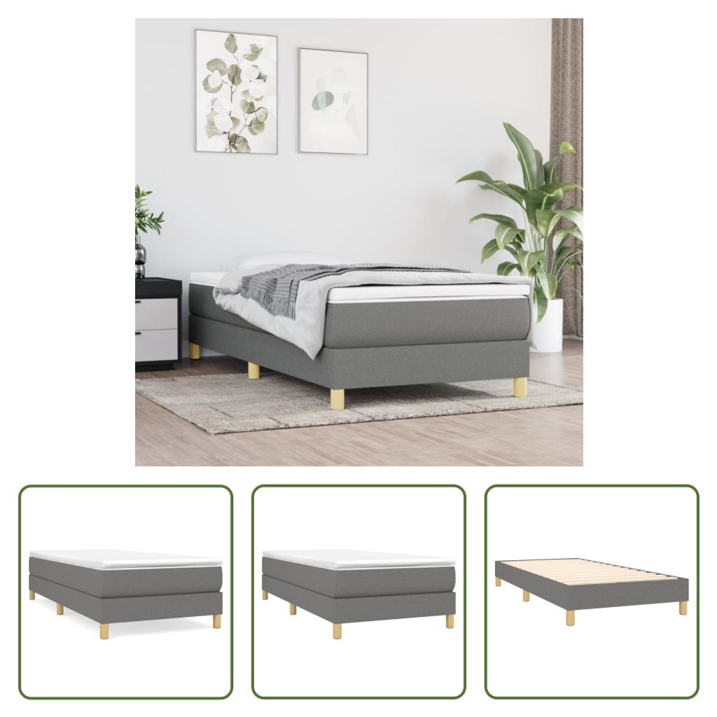 The Living Store Bettgestell Dunkelgrau 90x200 cm Stoff Produktbild 