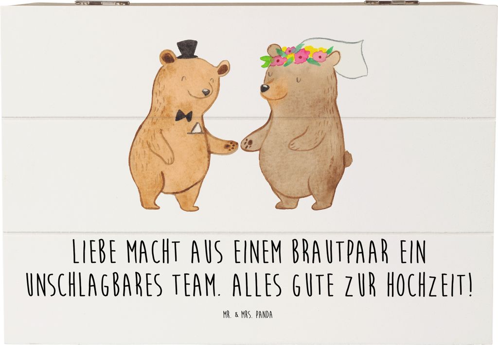 Mr. & Mrs. Panda Box Unschlagbares Brautpaar 22 x 15 cm - Weiß - Geschenk, schatztruhe, geschenkkiste, Heiraten, frisch vermählt, Herz, fotobox, ...