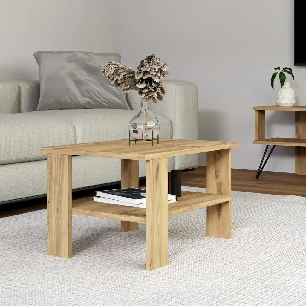 Table basse facile à nettoyer et durable en chêne pour petits espaces