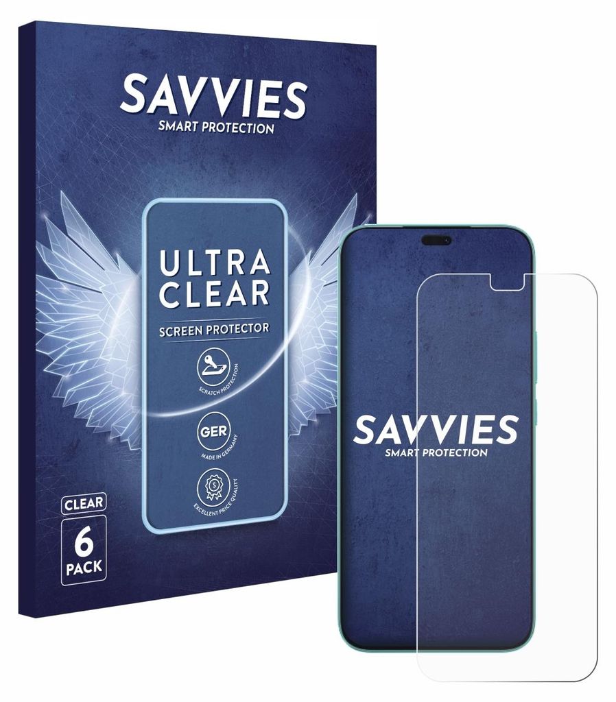A product box and a screen protector for a smartphone are displayed.