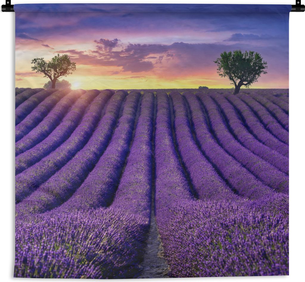 MuchoWow Wandteppich Wandbehang Lavendel - Hügel - Sonnenuntergang - Bpmen - Lila 60x60 cm Tapisserie Dekoration Wandtuch - Dekorationen - Wand ...