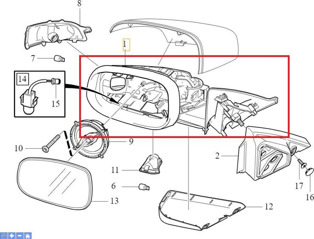 VOLVO C30 linke Hand Spiegel, elektrisch klappbar europa OE