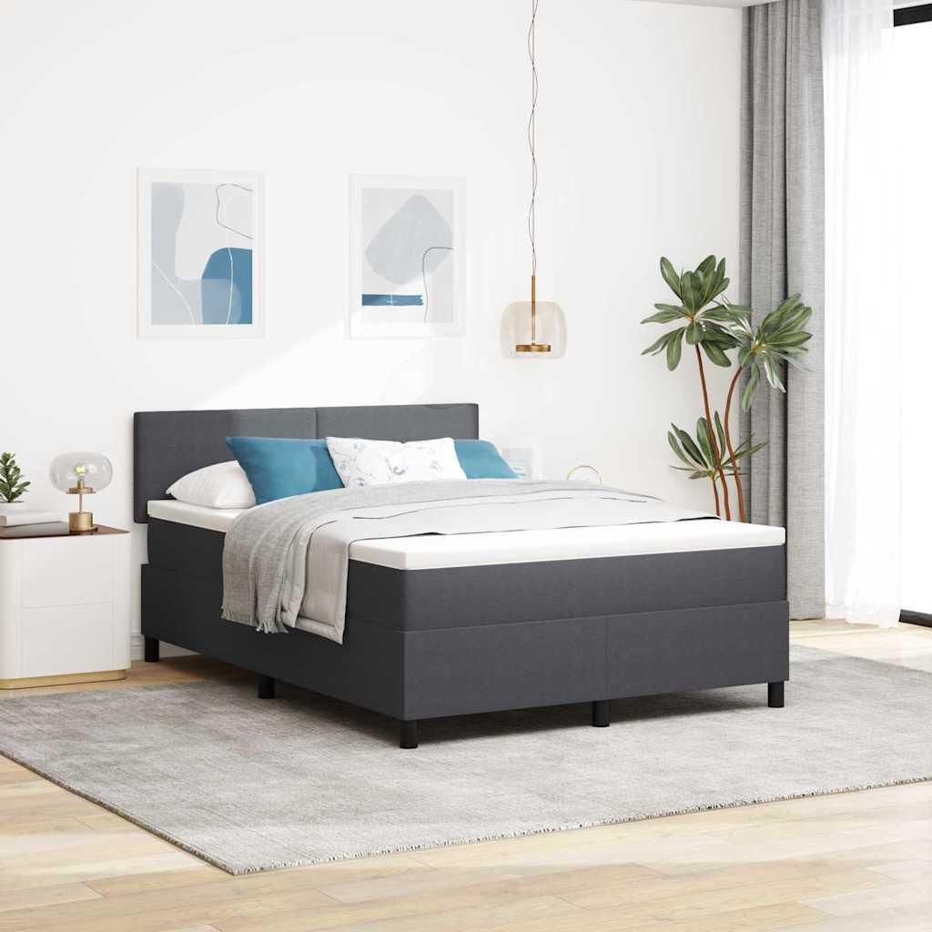 Maison Exclusive - Boxspringbett Dunkelgrau und Weiß 140 x 190 cm Cordstoff