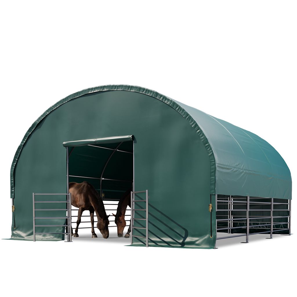 Weidezelt 6x6 m PVC Plane 2300 Newton - für Erduntergrund - grün