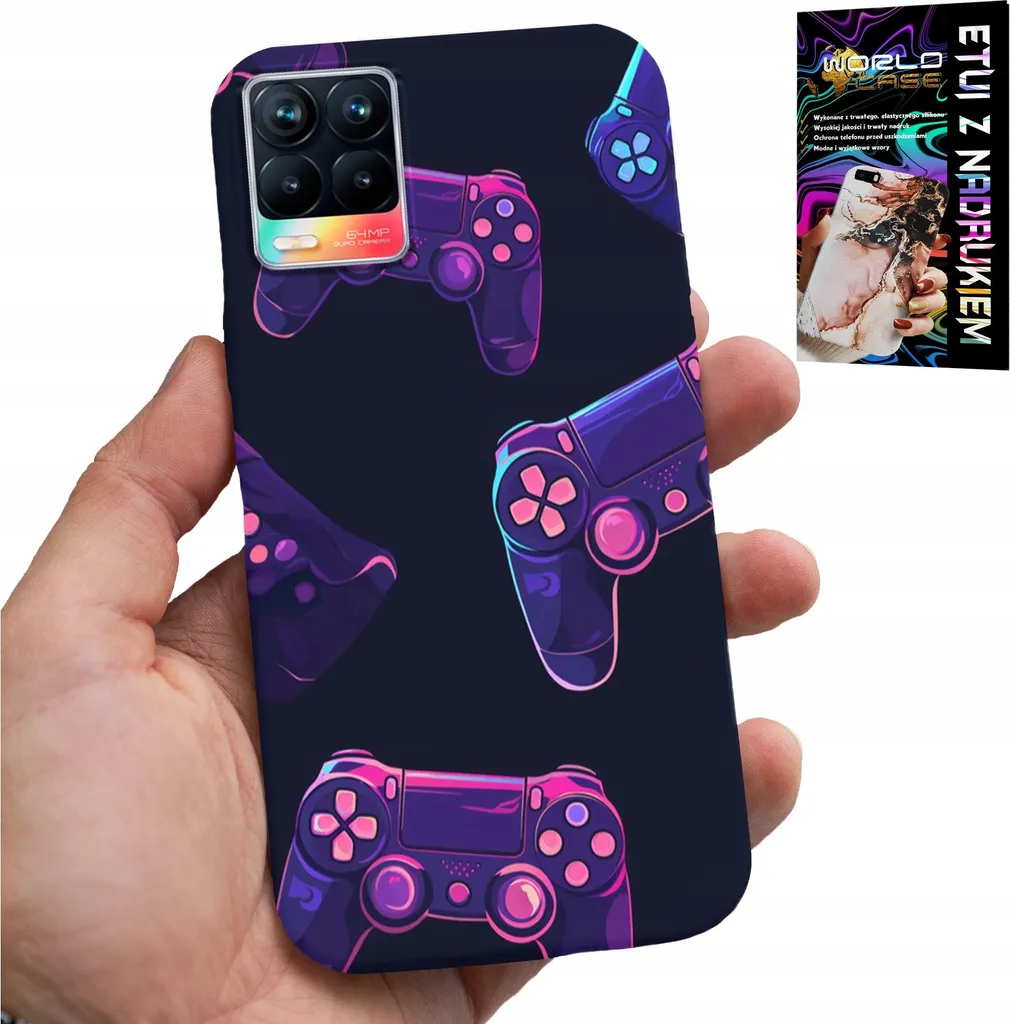 Custodia per Realme 8 / 8 Pro - Custodia per giocatori, motivi ispirati ai videogiochi + vetro
