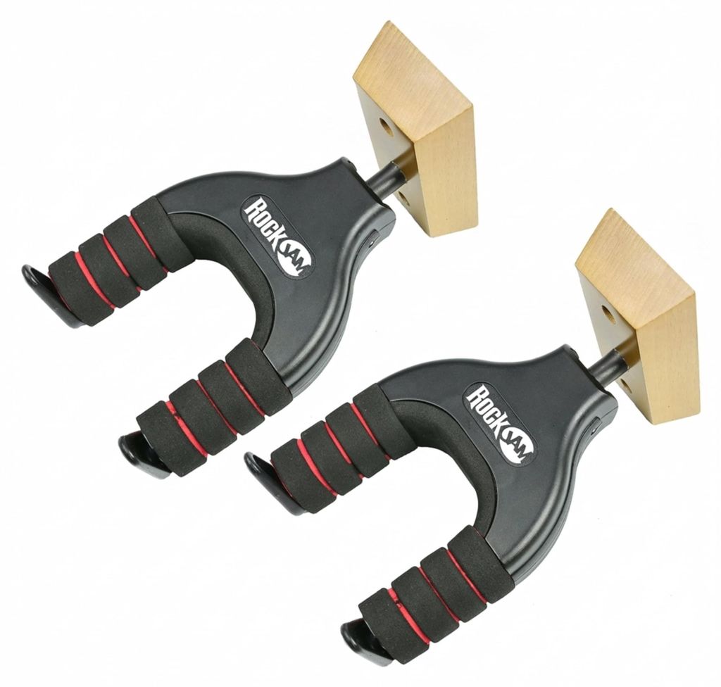 RockJam Wall Mountable Universal Guitar Hanger with Padded Arms - Twin Pack