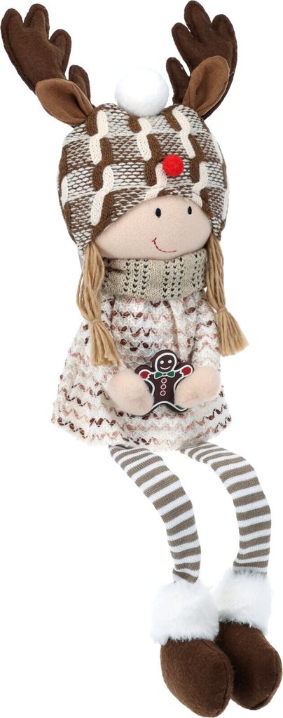 Weihnachtsdekoration, sitzendes Mädchen Rentier, 61cm