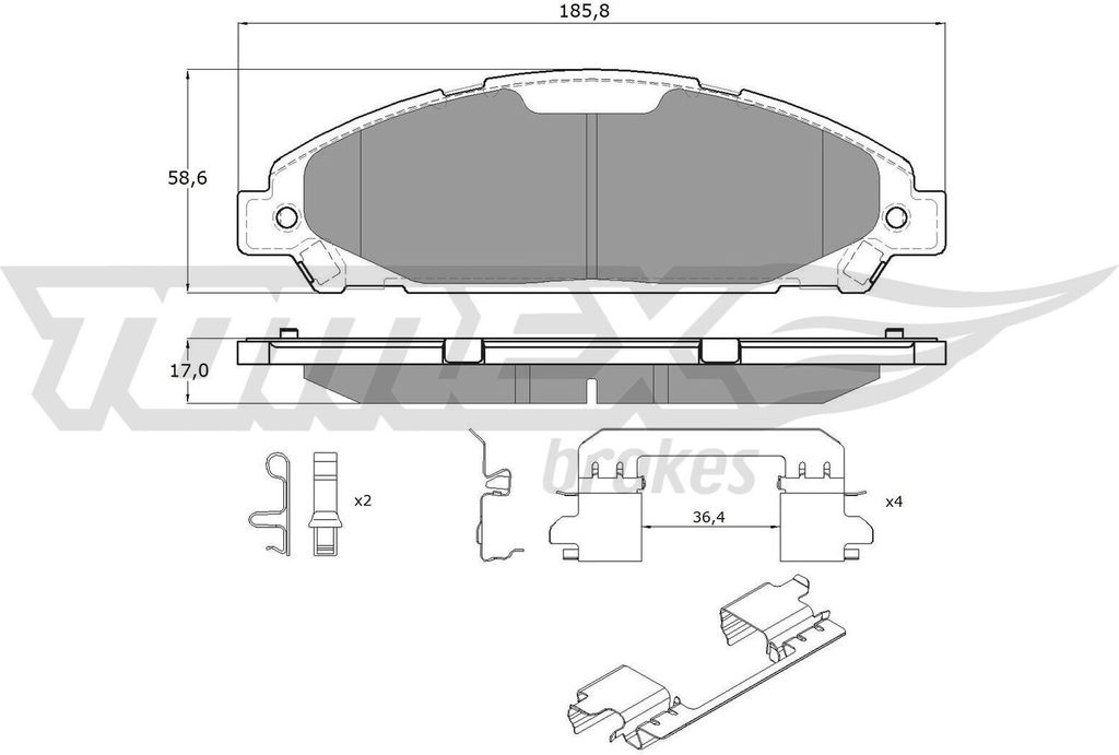 TOMEX brakes Bremsbeläge Satz Vorne Bremsklötze für FORD USA Mustang VI Coupe TX 18-96