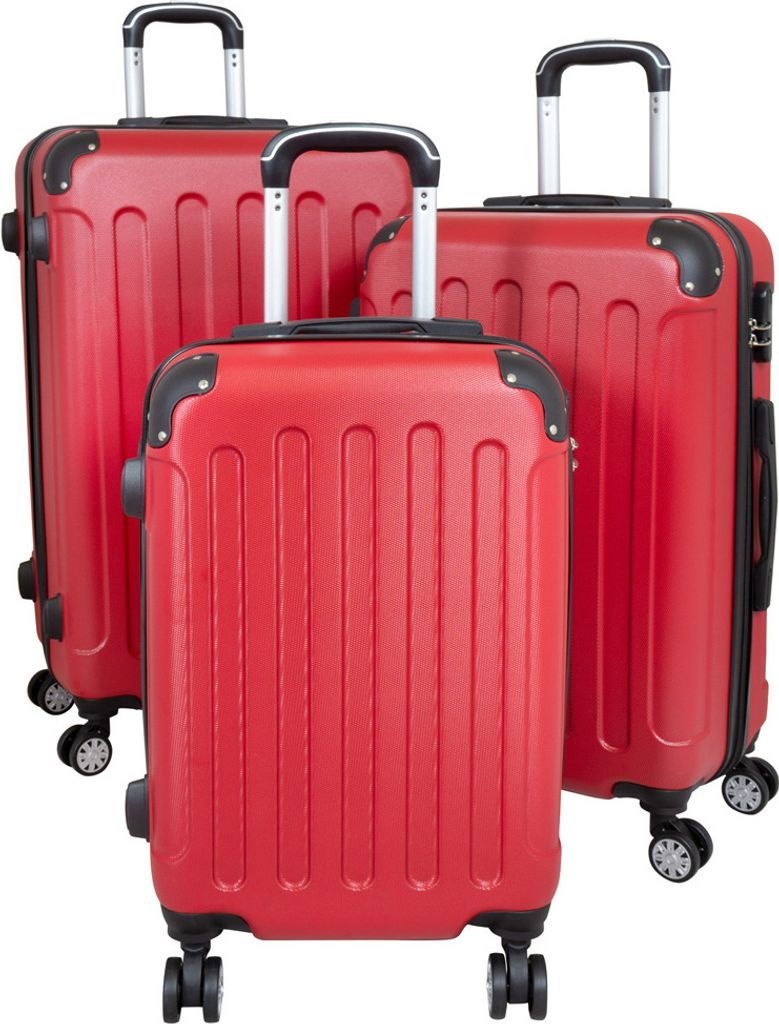 Kofferset Trolleyset 3 teilig Avalon Hartschale Reisekoffer ABS rot