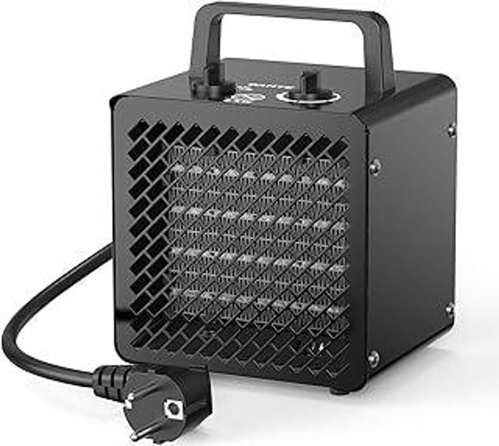 Keramik Heizlüfter 2000 Watt Klein Heizstrahler Bauheizer Bautrockner mit Thermostat & 3 Heizstufen Heizgebläse für Bad, Tisch und Innenbereich