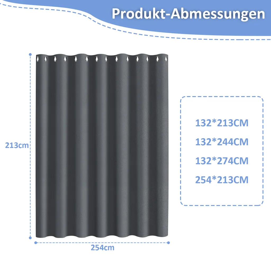 Tenda Oscurante Outdoor Aopunly 254x213cm Grigio Scuro con Occhielli