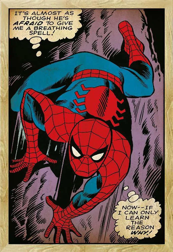 Poster Spider-Man Vintage Incantesimo di Respirazione + Cornice Faggio