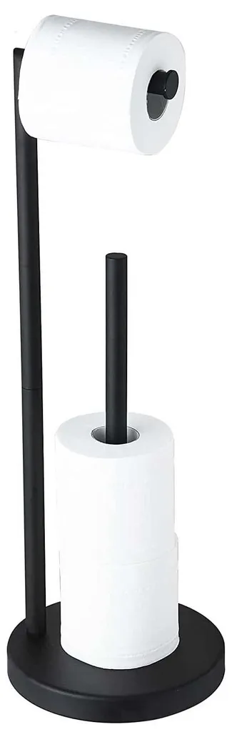 Dévidoir de papier toilette vertical avec réserve intégrée noir mat