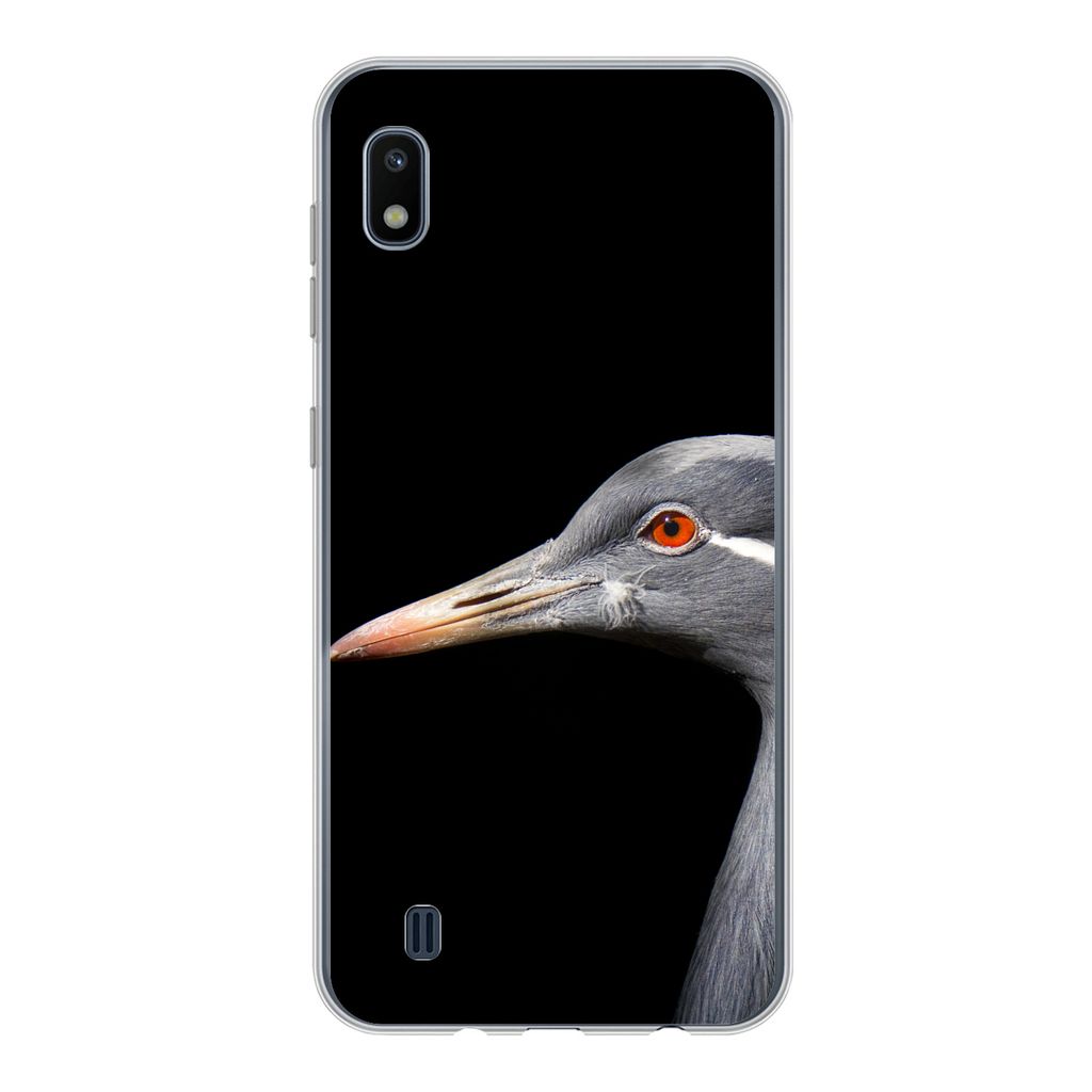 MuchoWow Handyhülle Schutzhülle Hülle für Samsung Galaxy A10 Kraniche auf schwarzem Hintergrund Silikon Softcase Handy Hülle