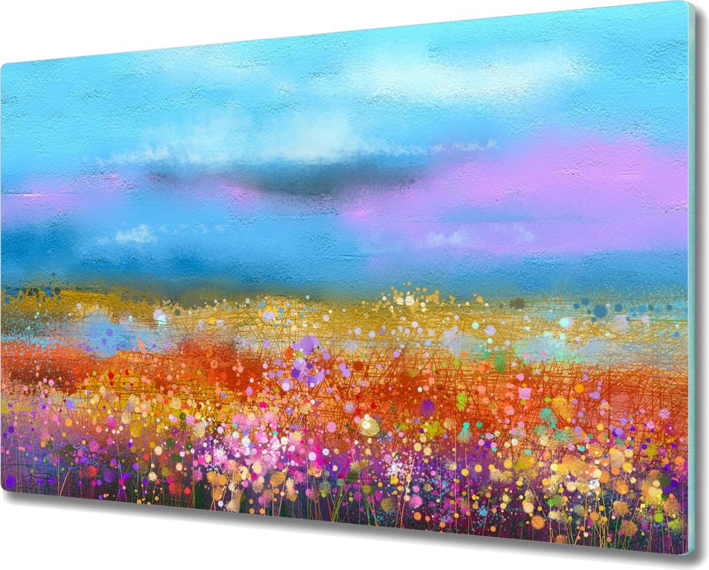 Coloray Hackbrett Herdabdeckplatte 80x52 cm Küchenbrett Kochplattenabdeckung Schneidebrett - Blumen