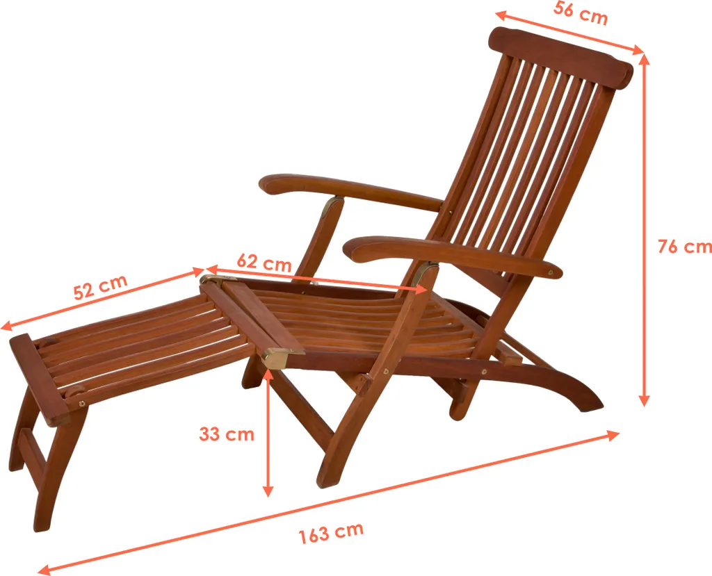 Transat de jardin en bois Eucalyptus relax avec dossier inclinable - 2