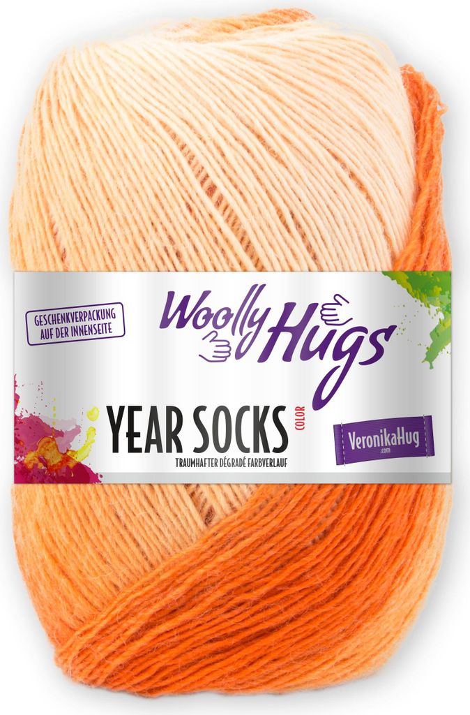Woolly Hugs Year Socks 100g Sockenwolle/Dochtgarn mit Degradé-Farbverlauf, Perfekt für Double-Face Stricken, Strickgarn für Socken, Schals & Acc...