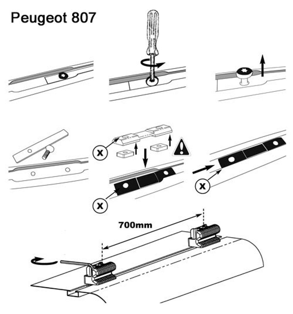 Dachträger Relingträger AURILIS TREK kompatibel mit für Peugeot 807 (5 Türer) 2002-2010 Aluminium