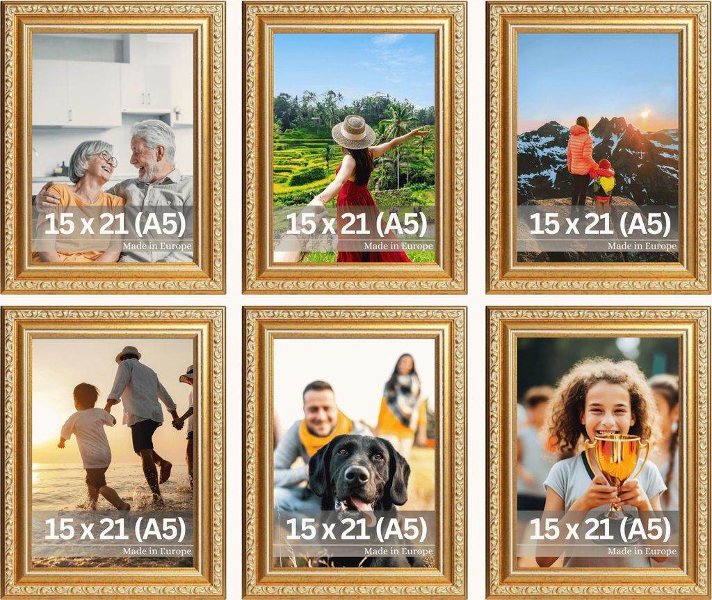 Bilderrahmen "Chagall" - Farbe: Grün Gold - Größe: 15 x 21 cm / 6x