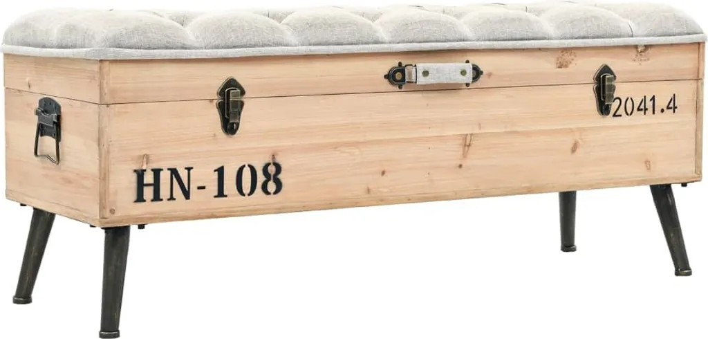 Gagnez de la place avec ce banc de rangement 110 cm en sapin massif